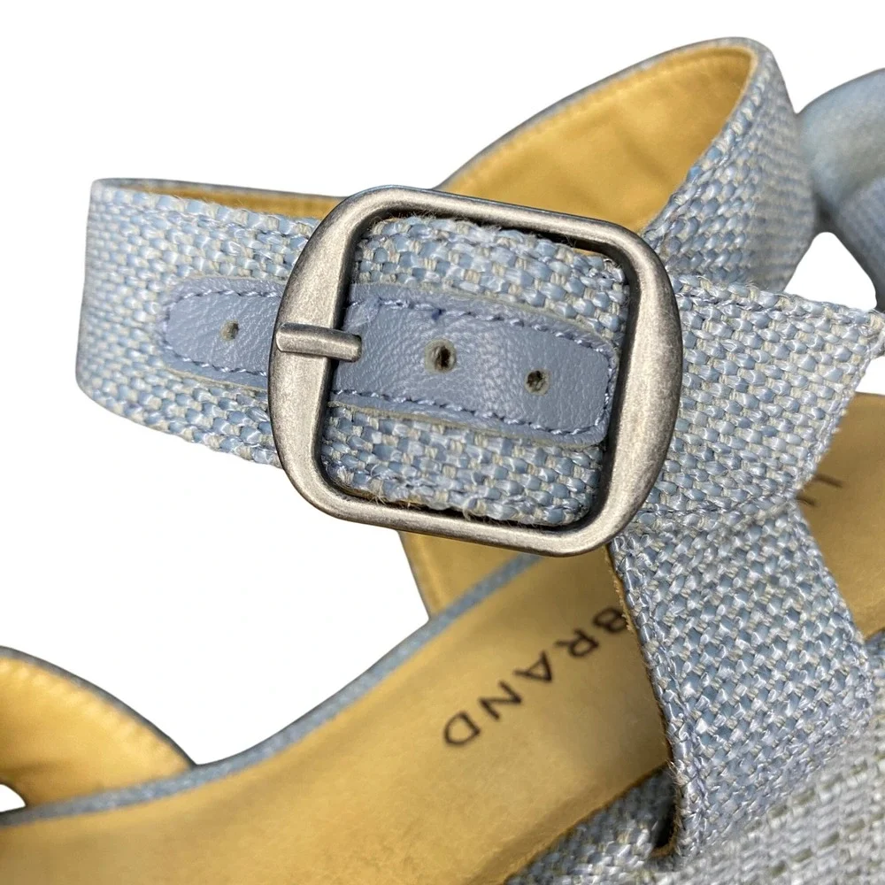 Lucky Brand Womens Light Blue Woven Platform Sandals Block Heel‎ Buckle Strap 6
